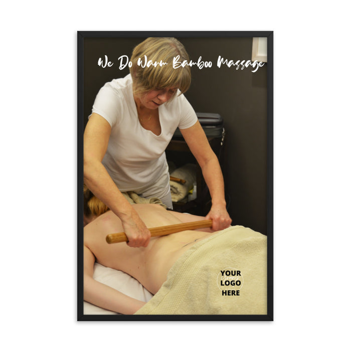Framed poster   - Warm Bamboo Massage  - ADD your LOGO and Change Text