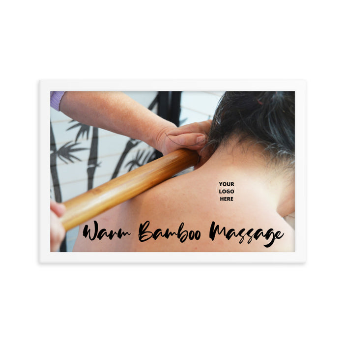 Framed poster - Warm Bamboo Massage  - ADD your LOGO